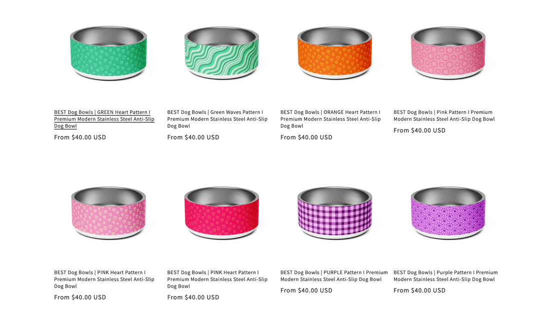 colorful dog bowls