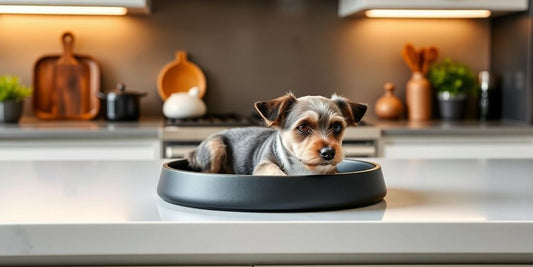 Stylish dog bowl in a modern kitchen decor.